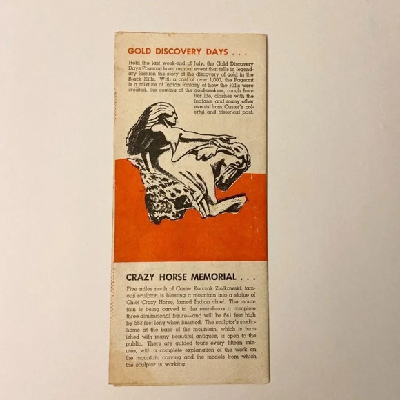 Vintage Custer Scenic Center of Black Hills South Dakota Travel Brochure Map - Picture 4 of 12